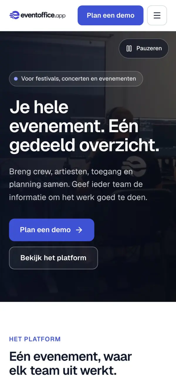 eventoffice.app op een telefoon