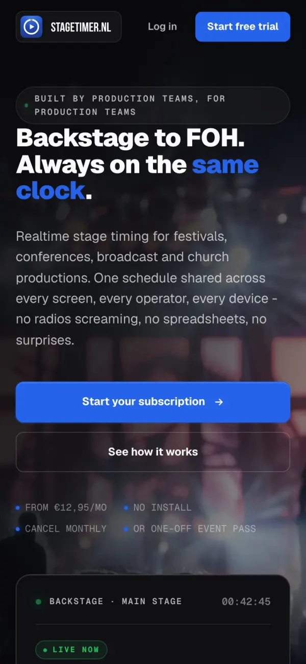 Stagetimer.nl op een telefoon